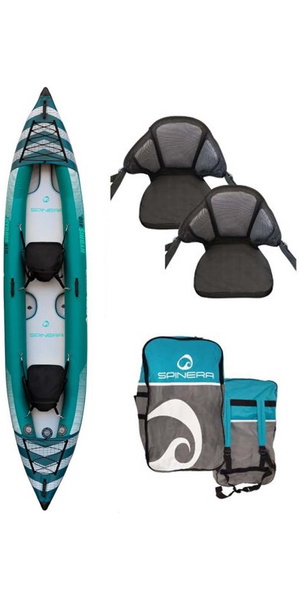 Spinera Hybris 410 HDDS 2 Person Inflatable Kayak Package Including Bag, Fins & 2 Seats